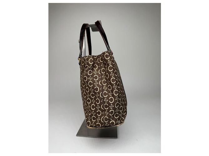 Triomphe Céline Vintage Celine Paris Monogram Handtasche braun beige - Ansicht 10