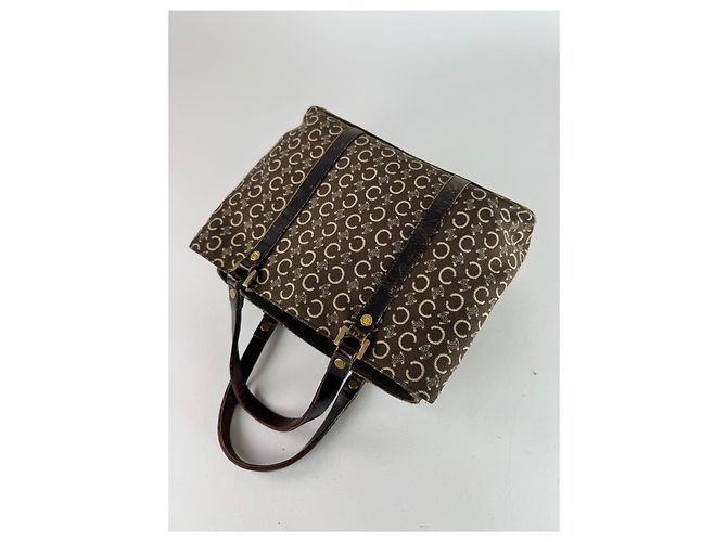 Triomphe Céline Vintage Celine Paris Monogram Handtasche braun beige - Ansicht 11