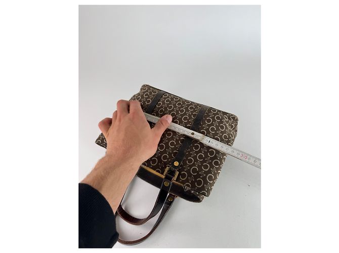 Triomphe Céline Vintage Celine Paris Monogram Handtasche braun beige - Ansicht 12