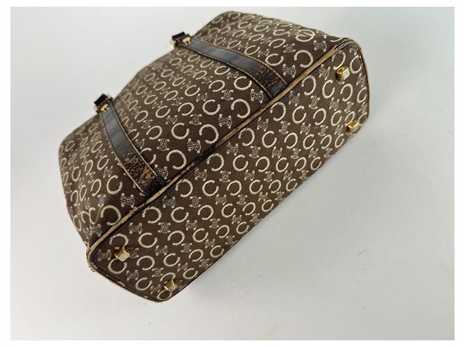 Triomphe Céline Vintage Celine Paris Monogram Handtasche braun beige - Ansicht 14