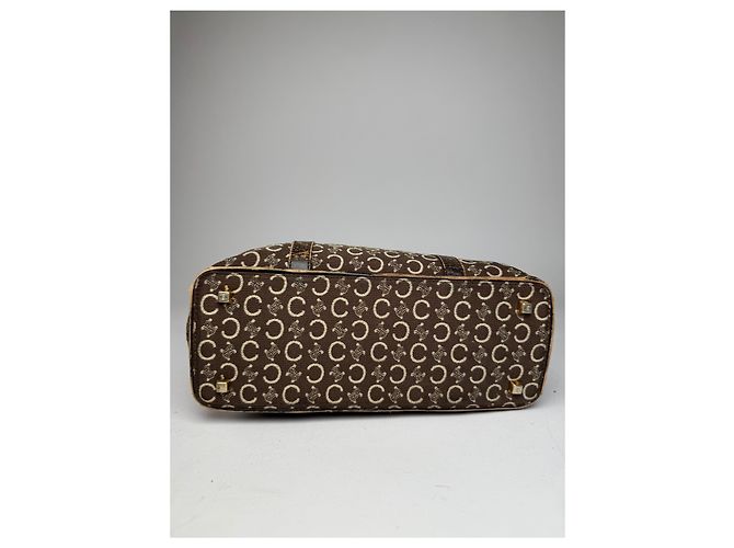 Triomphe Céline Vintage Celine Paris Monogram Handtasche braun beige - Ansicht 15