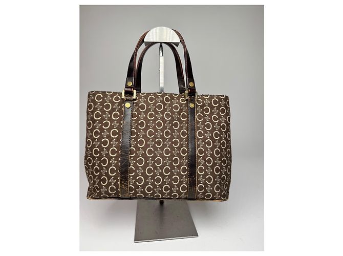 Triomphe Céline Vintage Celine Paris Monogram Handtasche braun beige - Ansicht 2
