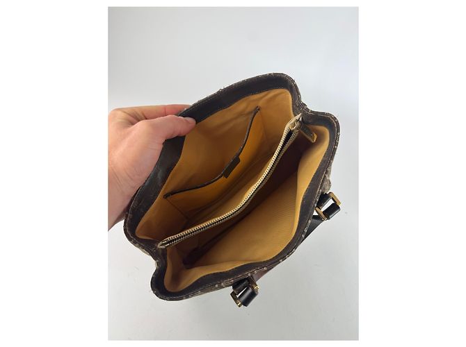 Triomphe Céline Vintage Celine Paris Monogram Handtasche braun beige - Ansicht 3