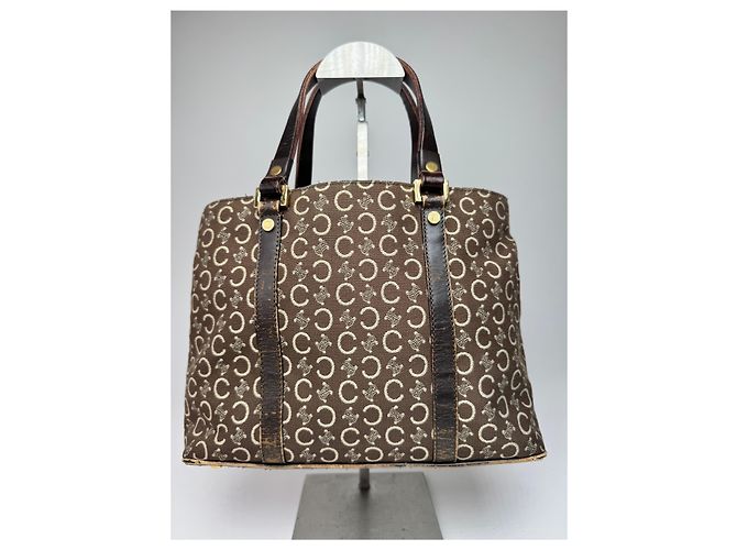 Triomphe Céline Vintage Celine Paris Monogram Handtasche braun beige - Ansicht 4