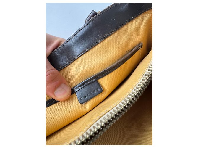 Triomphe Céline Vintage Celine Paris Monogram Handtasche braun beige - Ansicht 5