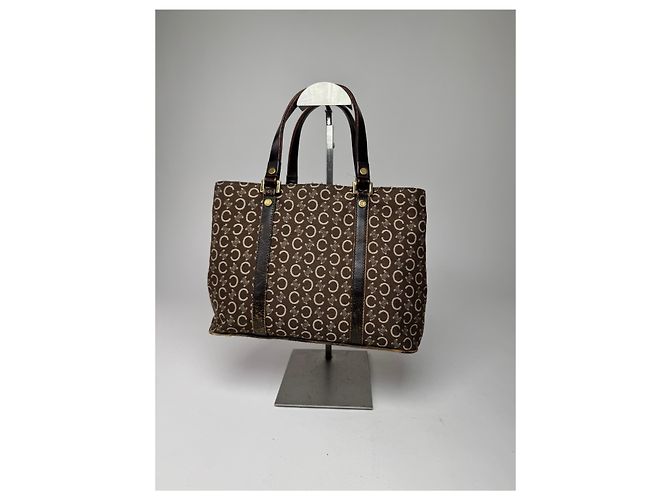 Triomphe Céline Vintage Celine Paris Monogram Handtasche braun beige - Ansicht 9