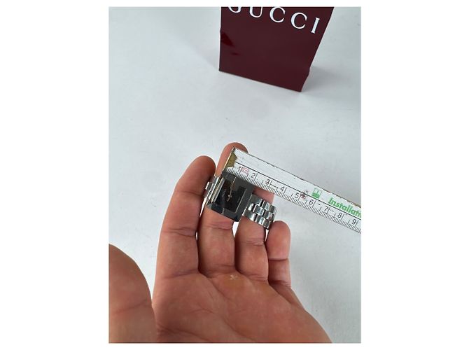 Vintage Gucci Metall Quarz Uhr Silber - Ansicht 10
