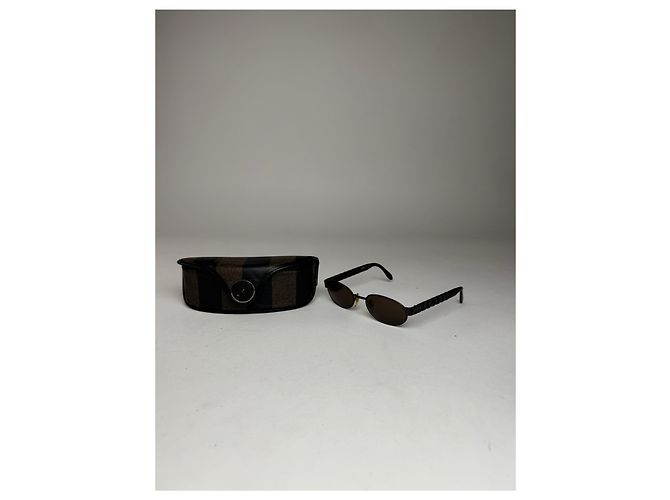 Occhiali da sole Fendi Roma Vintage Retrò Nero Marrone - vista 5