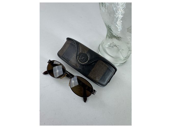 Occhiali da sole Fendi Roma Vintage Retrò Nero Marrone - vista 8