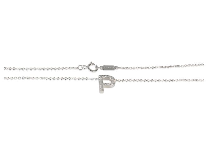 Tiffany & Co. Platin-Diamant Initial P Anhänger - Ansicht 2