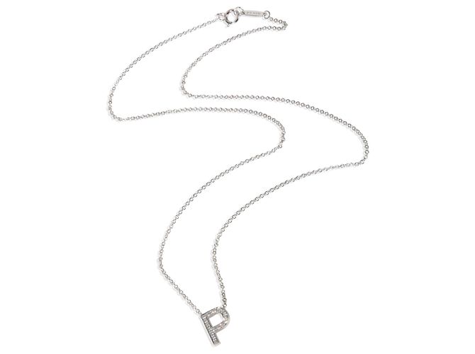 Tiffany & Co. Platin-Diamant Initial P Anhänger - Ansicht 3