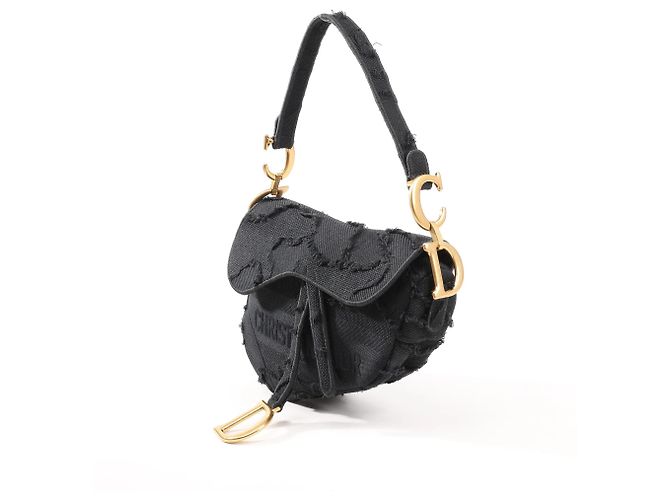 Borsa Classica Saddle Dior in Tela Nera - vista 2