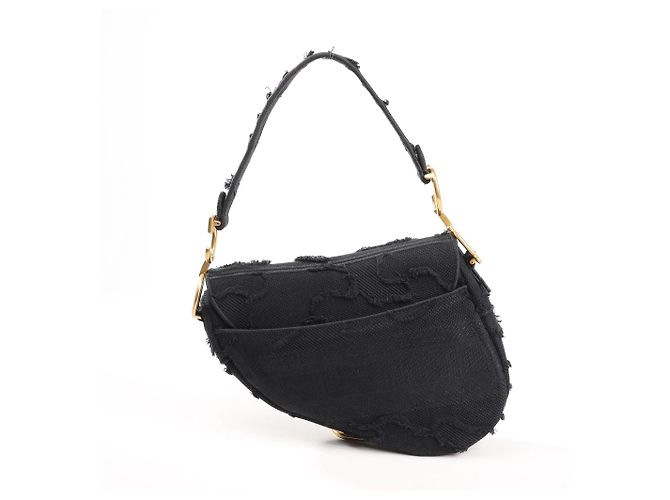 Borsa Classica Saddle Dior in Tela Nera - vista 4