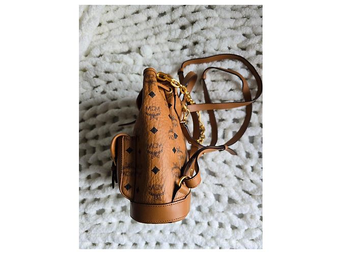 Zaino in pelle MCM in cognac Marrone - vista 3