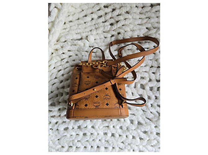 Zaino in pelle MCM in cognac Marrone - vista 4