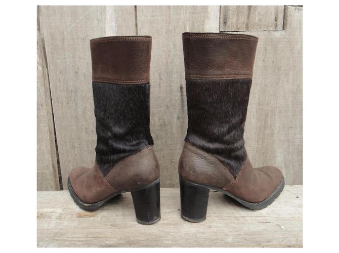 Botas Paraboot de piel efecto pony marrón oscuro - vista 4