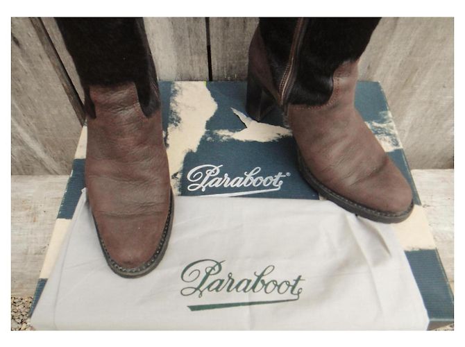 Botas Paraboot de piel efecto pony marrón oscuro - vista 6
