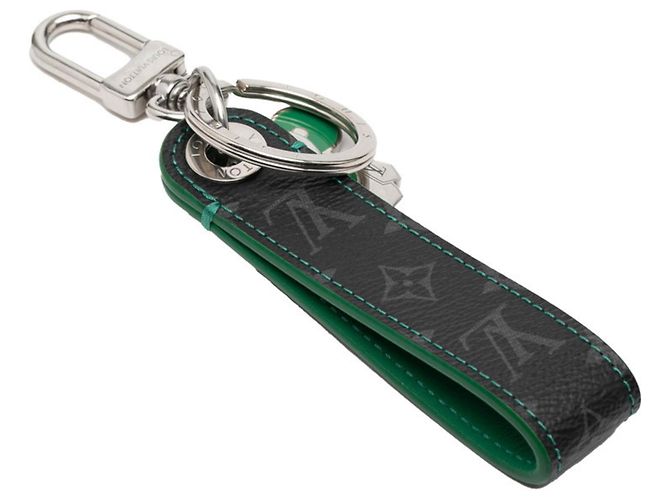 Portachiavi Charm Vivienne Dragonne Monogram Eclipse Louis Vuitton Nero Argento Verde - vista 2