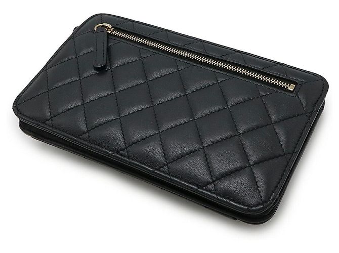 Timeless Chanel Matelassé Lammleder Clutch Tasche Schwarz - Ansicht 2