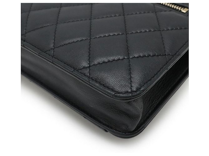 Timeless Chanel Matelassé Lammleder Clutch Tasche Schwarz - Ansicht 3