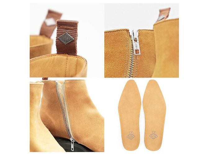 Autre Marque Stivali platform in suede WH Beige Cammello - vista 4