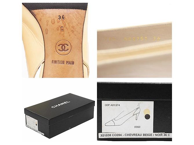 Timeless Chanel Leder Pumps Schwarz Beige Orange - Ansicht 10