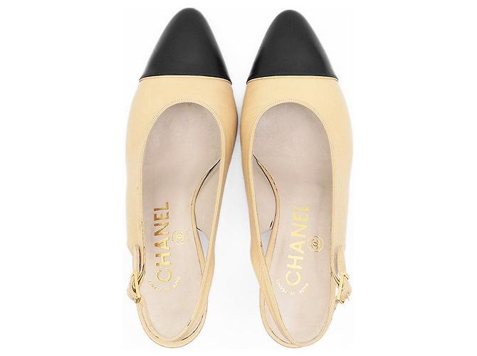 Timeless Chanel Leder Pumps Schwarz Beige Orange - Ansicht 3