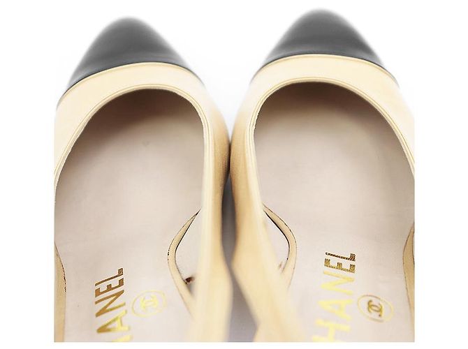 Timeless Chanel Leder Pumps Schwarz Beige Orange - Ansicht 5