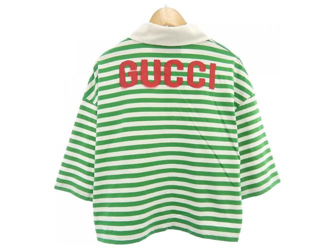 Polo in cotone Gucci Bianco Verde - vista 2