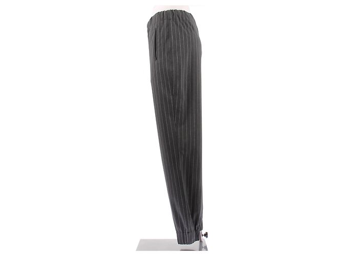 Ganni Grau gestreifte Wollhose - Ansicht 4