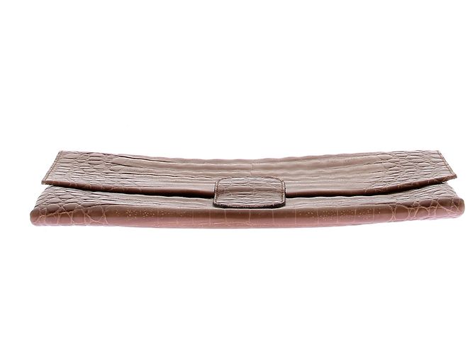 La Bagagerie Braune Krokoprägung Clutch - Ansicht 4