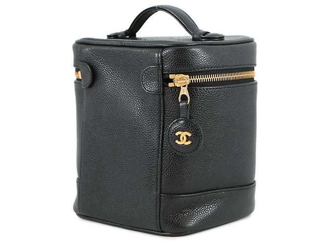 Borsa Vanity Chanel con marchio Coco e pelle di caviale, nera Nero - vista 2
