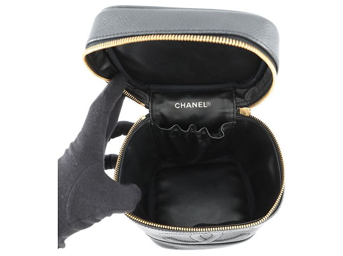 Borsa Vanity Chanel con marchio Coco e pelle di caviale, nera Nero - vista 5