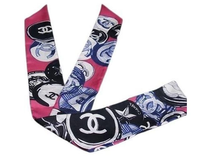 Foulard in seta da donna CHANEL multicolore con marchio Coco - vista 3