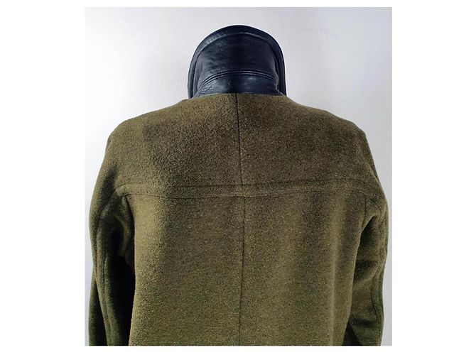 Alexander Wang Abrigo de lana y cuero verde - vista 4