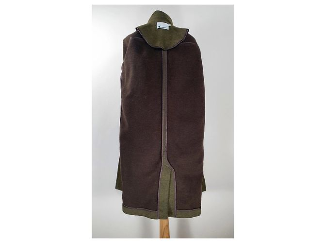 Alexander Wang Abrigo de lana y cuero verde - vista 6