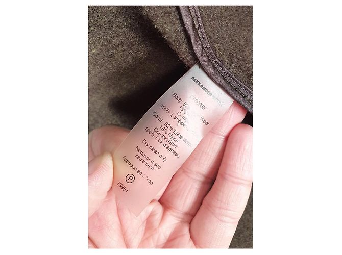 Alexander Wang Abrigo de lana y cuero verde - vista 7