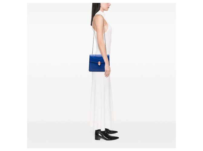 Bulgari Bvlgari Blu Piccola Borsa Quadrata in Pelle Serpenti Forever con Catena a Spalla - vista 7