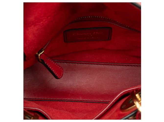 Dior Mini Rosso in Pelle di Agnello Cannage Studded Morbido Lady Dior - vista 4