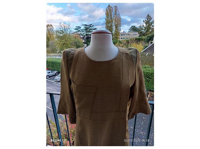 Abito Chloé Khaki in Seta e Lino Cachi - vista 2
