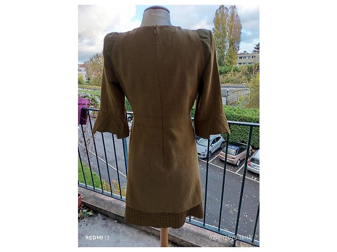 Abito Chloé Khaki in Seta e Lino Cachi - vista 6