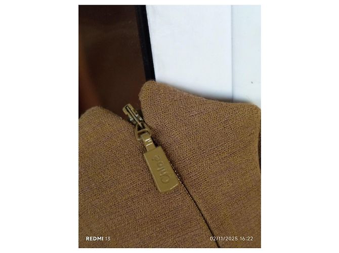 Abito Chloé Khaki in Seta e Lino Cachi - vista 9