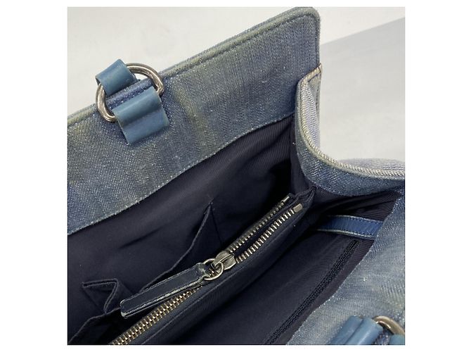 Borsa tote in denim blu Chanel Boy - vista 12
