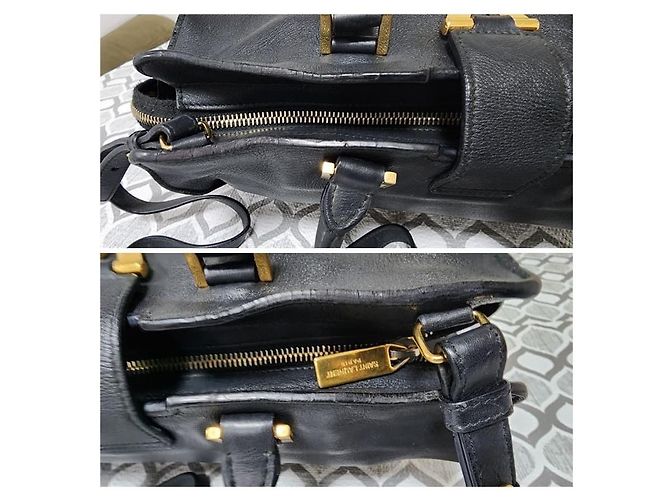 YVES SAINT LAURENT Mousse Pelle di Vitello Liscia Piccola Borsa Cabas ChYc Nera Nero - vista 10