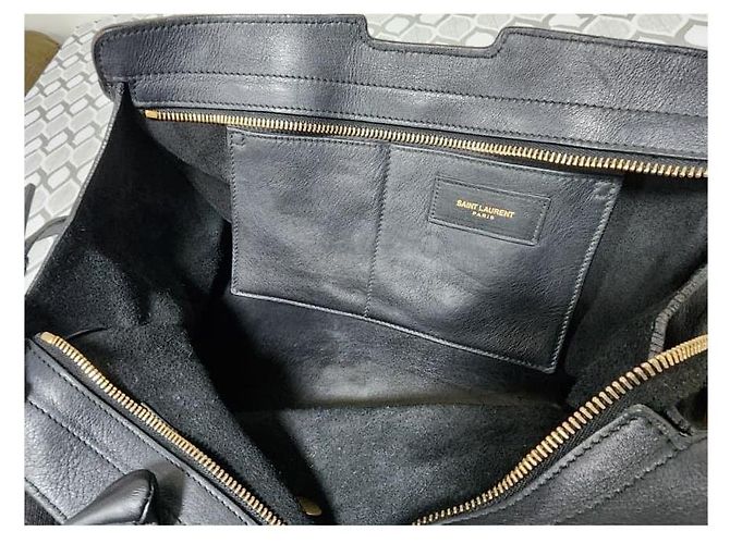 YVES SAINT LAURENT Mousse Pelle di Vitello Liscia Piccola Borsa Cabas ChYc Nera Nero - vista 12