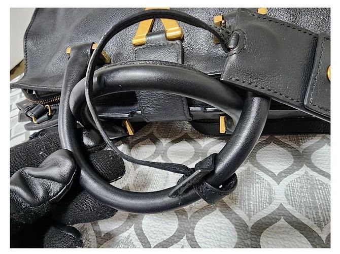 YVES SAINT LAURENT Mousse Pelle di Vitello Liscia Piccola Borsa Cabas ChYc Nera Nero - vista 7
