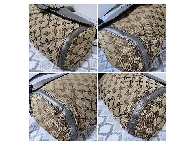 Bolso hobo Gucci Medium GG Canvas Techno Horsebit gris/beige - vista 13