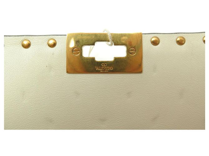 BORSO A SPALLA VALENTINO ROCKSTUD SPIKE MEDIO IN PELLE ECRU Crudo - vista 10