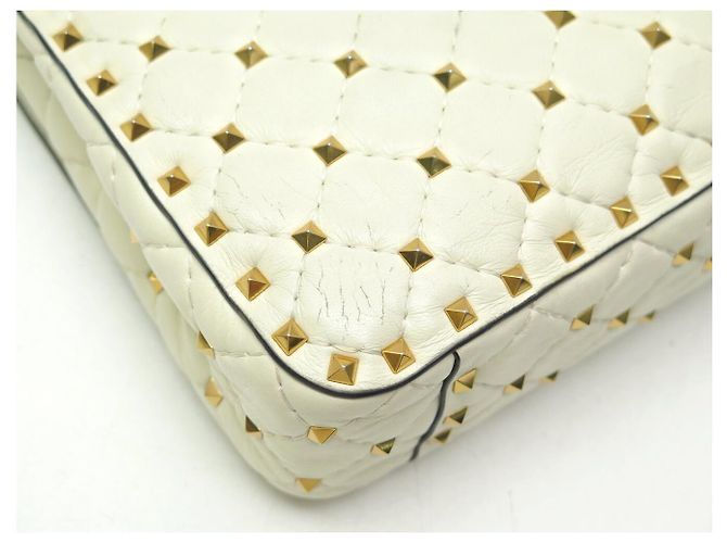 BORSO A SPALLA VALENTINO ROCKSTUD SPIKE MEDIO IN PELLE ECRU Crudo - vista 8