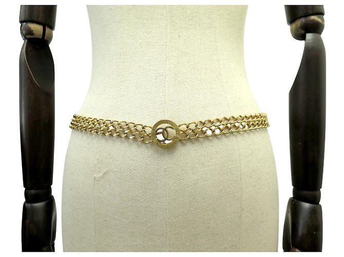 VINTAGE CHANEL GOLDSCHMUCKGÜRTEL MIT CC LOGO MEDAILLON 80 CM Golden - Ansicht 2